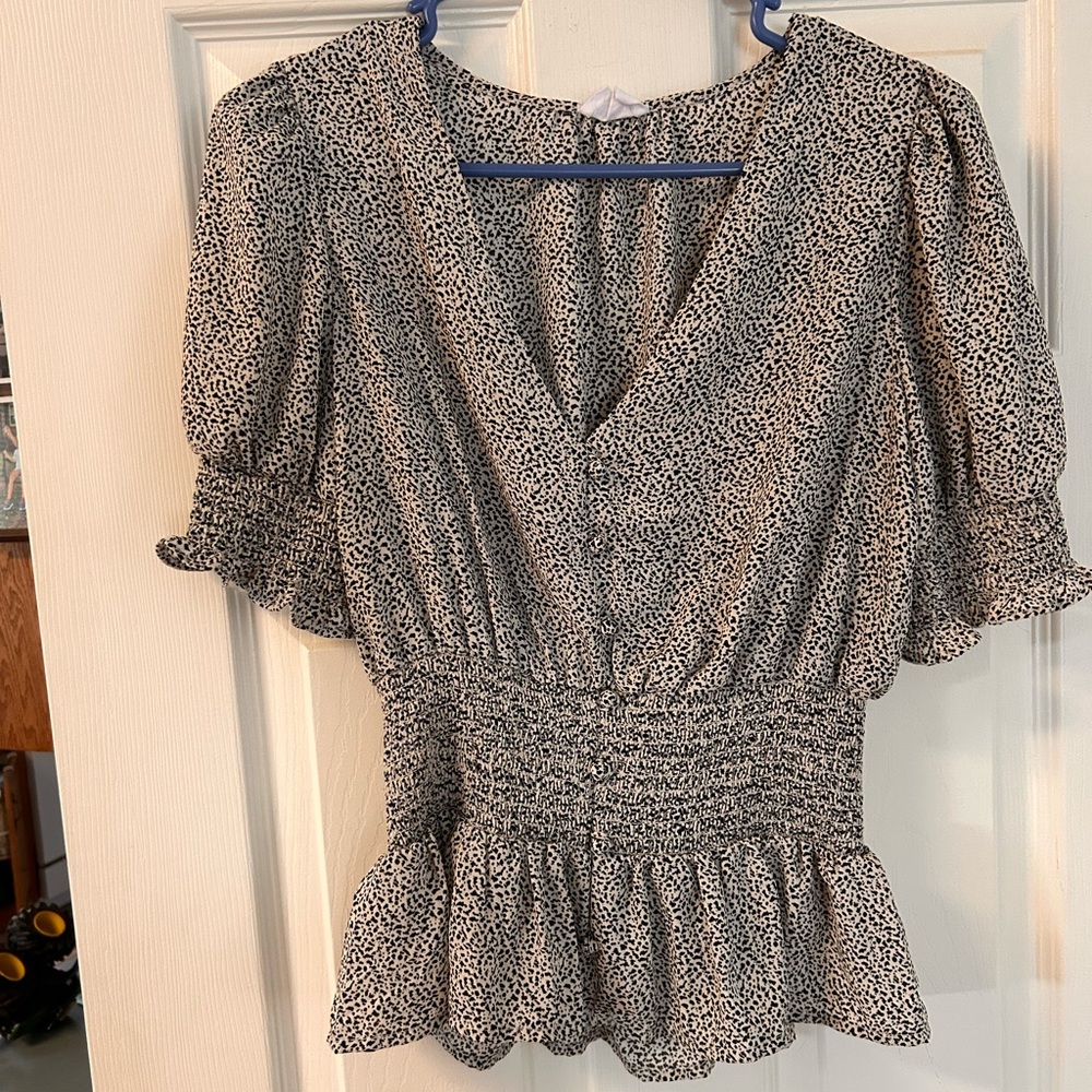 Sienna Sky Women's Black and White Ruffle Top, size medium